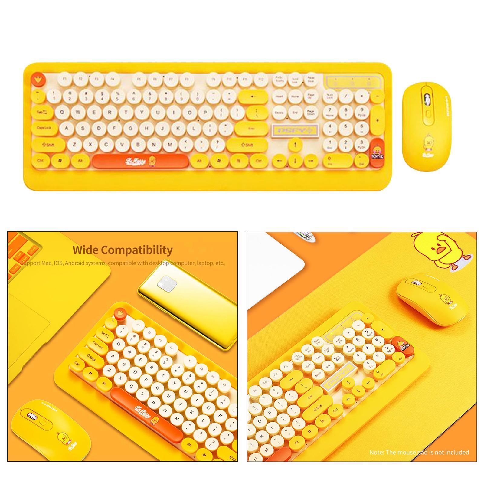 Desktop 2.4G Wireless Keyboard & Mouse Combo Retro Round Key