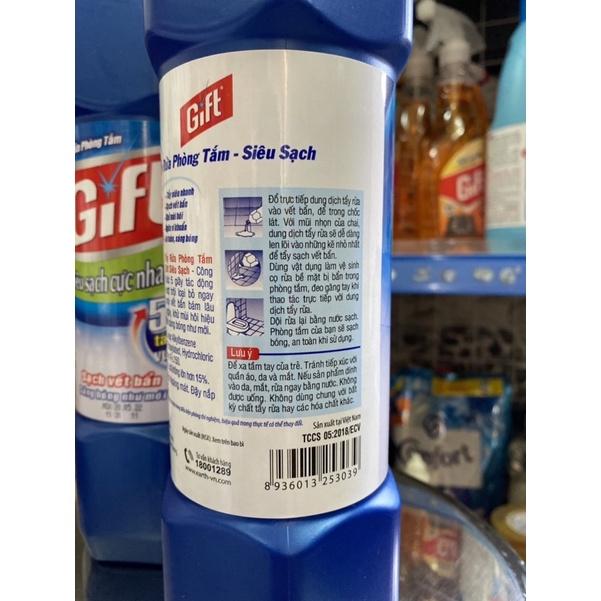 Nước Tẩy Rửa Phòng Tắm Toilet Gift 900ml Siêu Sạch Tảy Sành Xứ Nhựa Tường Gạch Bông Sáng Bóng