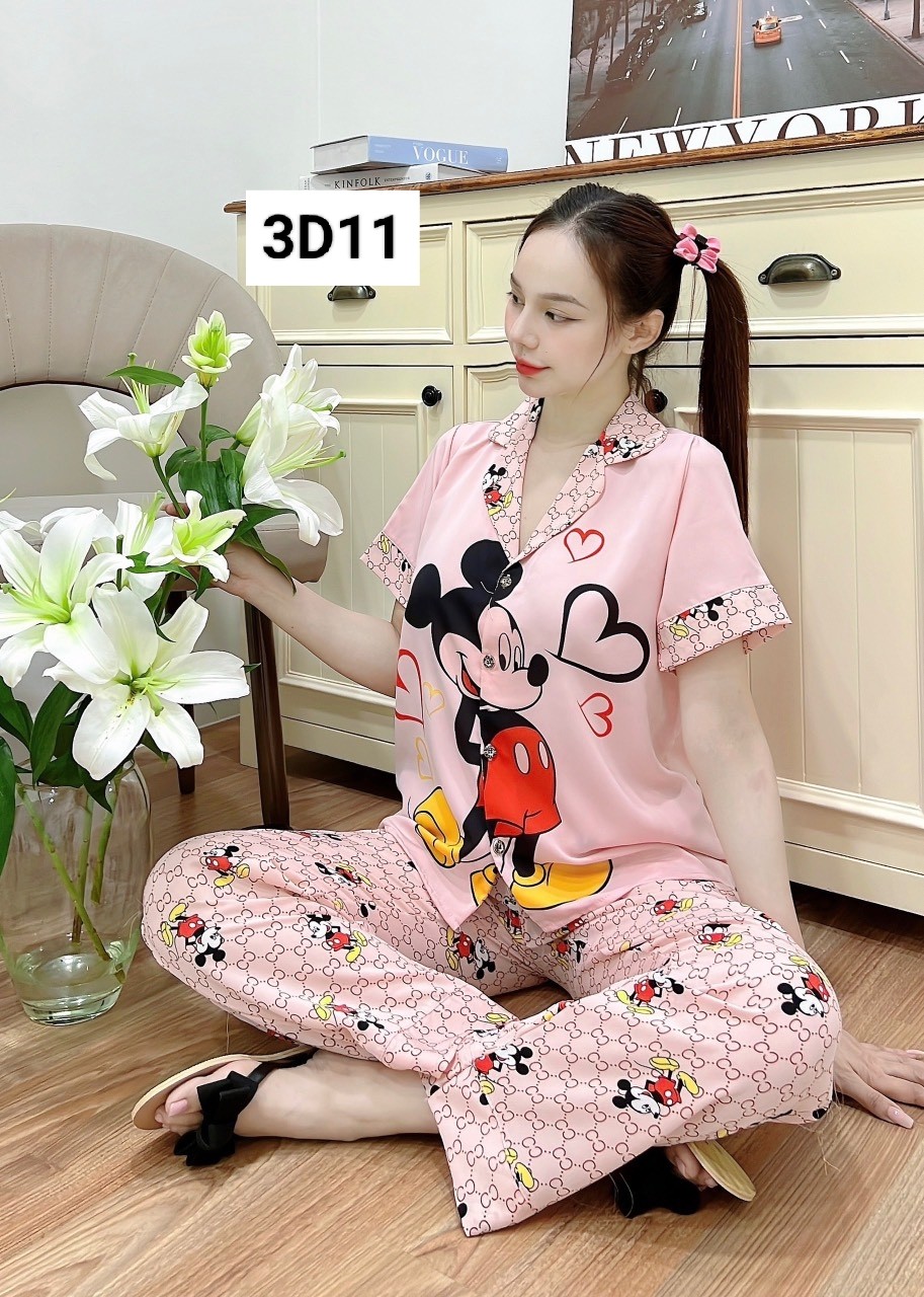 Bộ pijama nữ mặc nhà lụa thiết kế 40-60kg 3D11