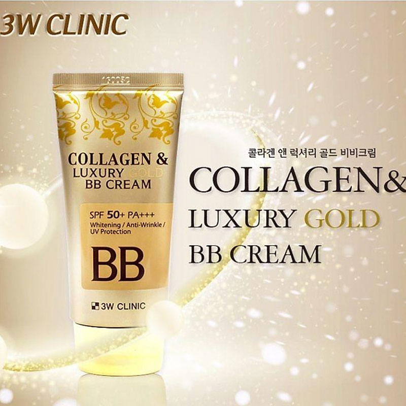 KEM NỀN TRANG ĐiỂM CHỐNG NẮNG BB CREAM COLLAGEN 3W CLINIC COLLAGEN &amp; LUXURY GOLD BB CREAM