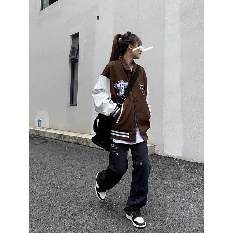 Áo Varsity Jacket Ullzang TIME MONNEY - Áo khoác Cardigan Bomber Unisex phối bo siêu hot - OCEAN.CLO