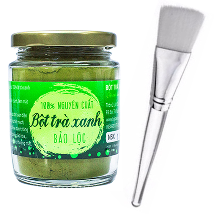 Bột Trà Xanh Nguyên Chất Bảo Lộc Vũ Gia - Tặng Cọ Quét Mặt Nạ