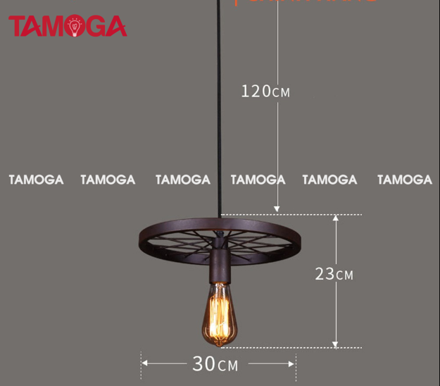 Đèn thả trần bánh xe bộ 3 TAMOGA WAKIXI 7089/3 + Kèm bóng Edison