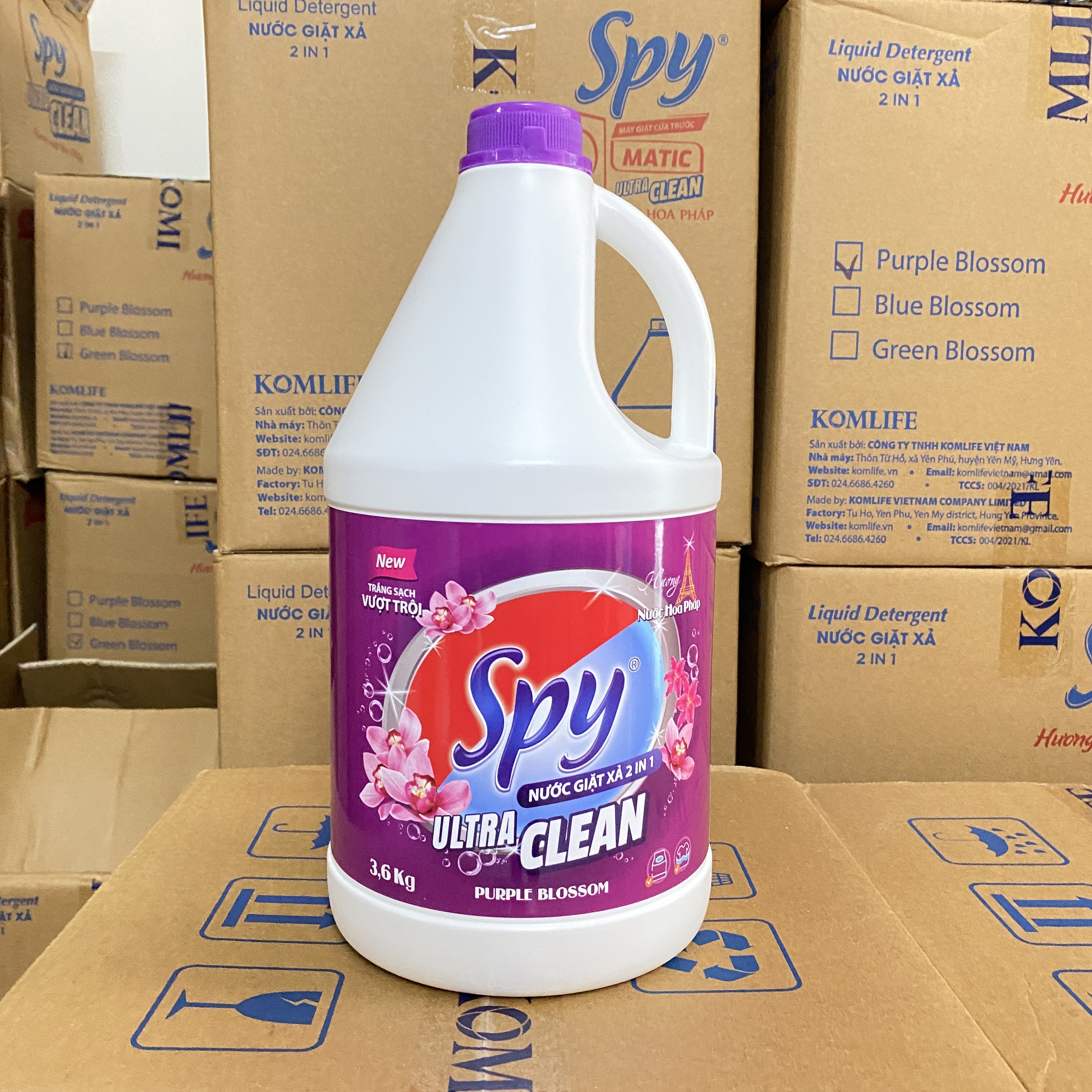 Nước giặt xả SPY Ultra Clean màu Tím 4,6kg 2 trong 1 hương hoa Pháp trắng sạch vượt trội lưu hương dài lâu