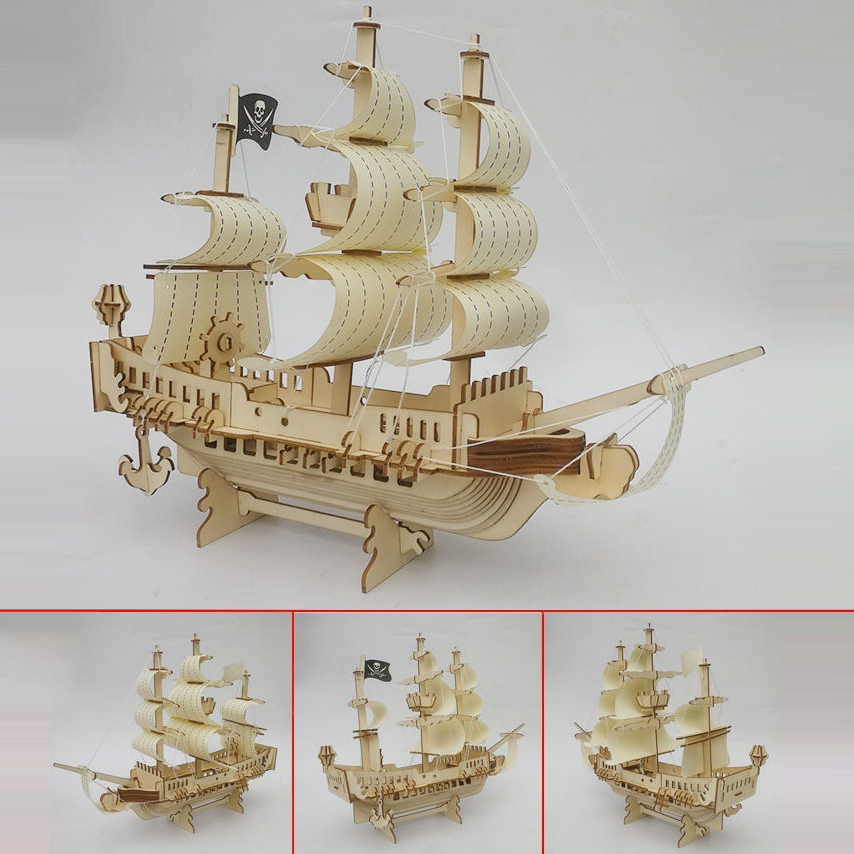 Đồ chơi lắp ráp gỗ 3D Mô hình Tàu Cướp Biển Pirate Ship