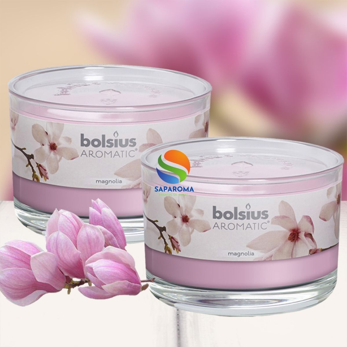 Combo 2 ly nến thơm tinh dầu Bolsius Magnolia 155g - hoa mộc lan, nến trang trí, thơm phòng, thư giãn, Hỗ trợ khử mùi