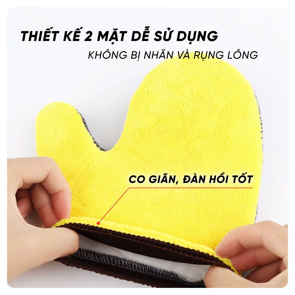Găng Tay Rửa Xe 2 Mặt Sợi Vải Siêu Mịn, Không Gây Trầy Xước Bề Mặt Sơn | Găng Tay Rửa Xe 2 Mặt Giúp Rửa Xe Nhanh Chóng, Tạo Bọt Tốt, Tránh Trầy Xước Bề Mặt Sơn