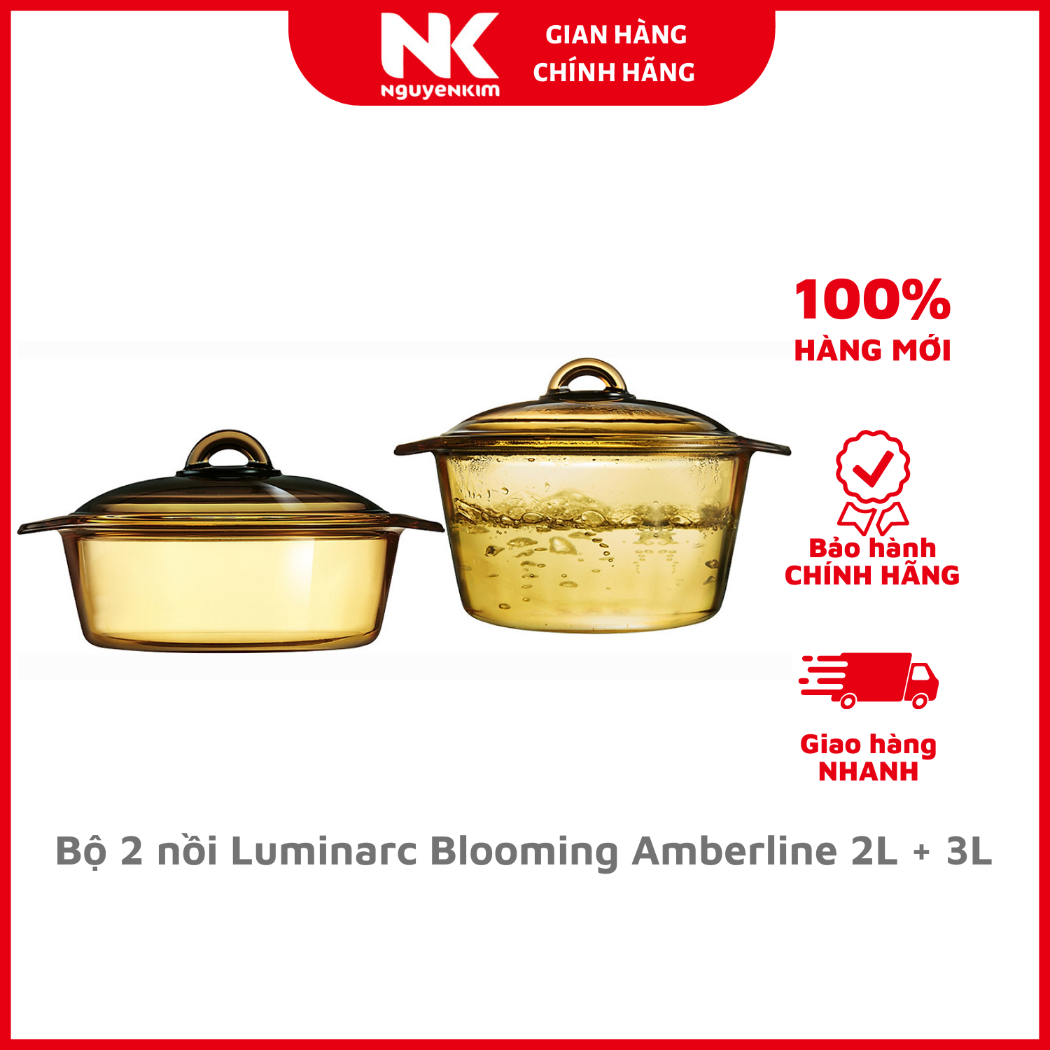 Bộ nồi Luminarc Blooming Amberline 2L 3L
