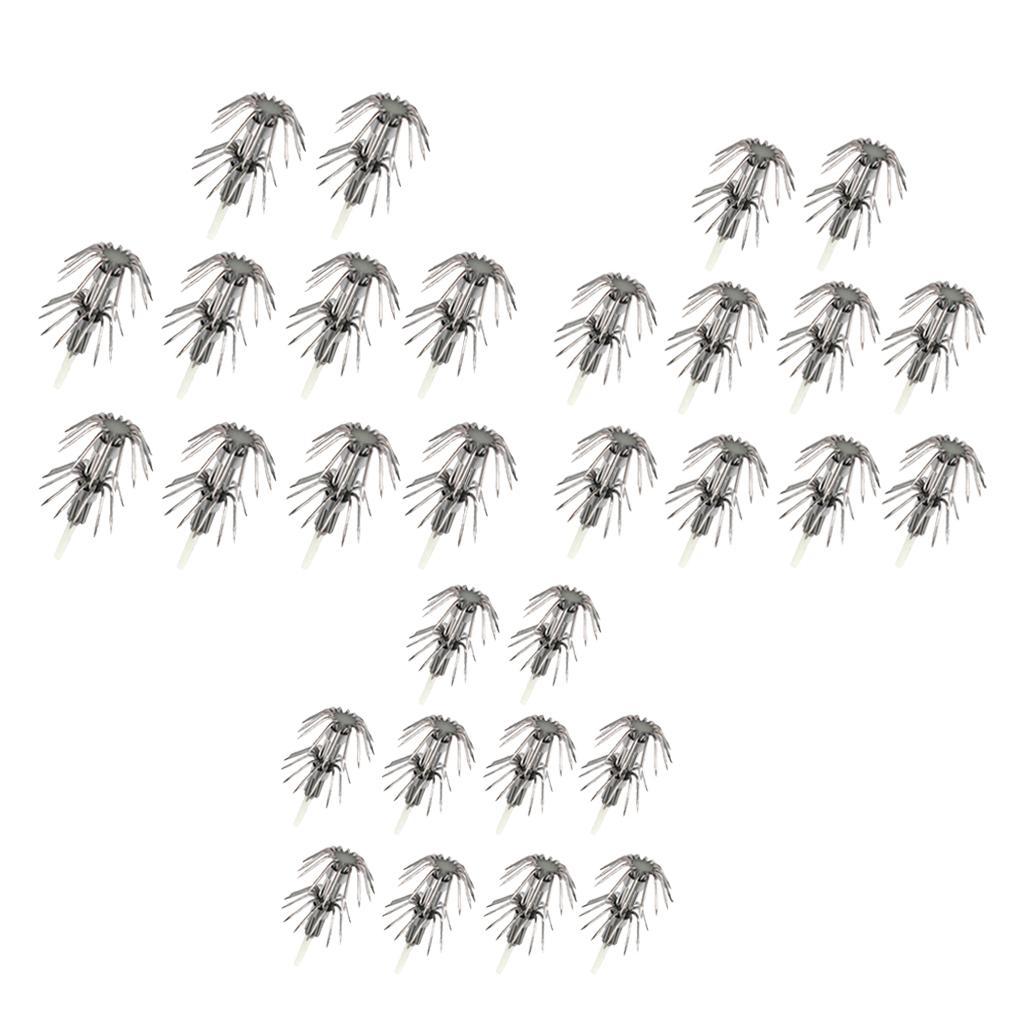 30pcs Stainless Steel Luminous Squid Lure Hooks Fishing Egi Jig Hooks