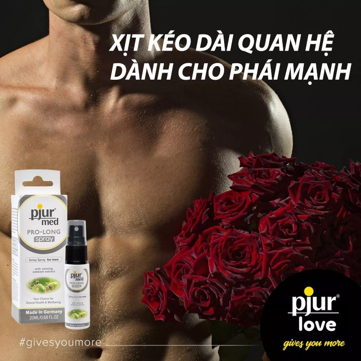 Xịt chống xuất tinh sớm, kéo dài quan hệ cho nam giới Pjur Med Pro-Long Chai 20ml, xịt kéo dài thời gian quan hệ lành tính an toàn chiết xuất provitamin B5 từ vỏ cây sồi dưỡng da