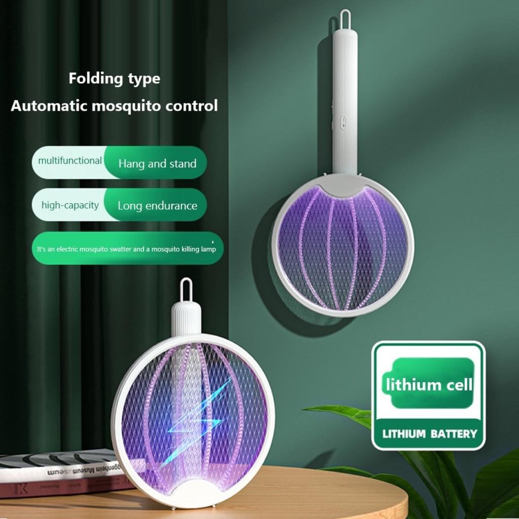 Vợt muỗi tự động kiêm đèn bắt muỗi gấp gọn vợt muỗi thông minh tích điện treo tường