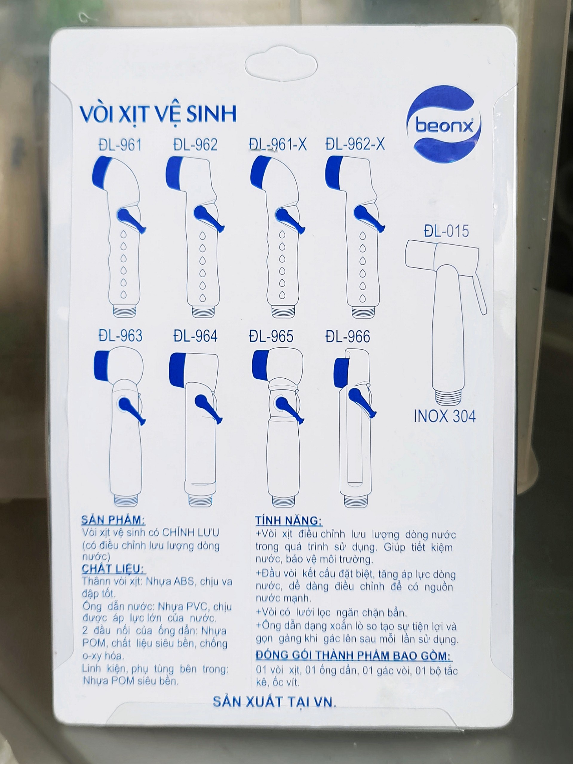 Vòi xịt vệ sinh WC bằng nhựa BEONX màu trắng, đuôi ren 21mm