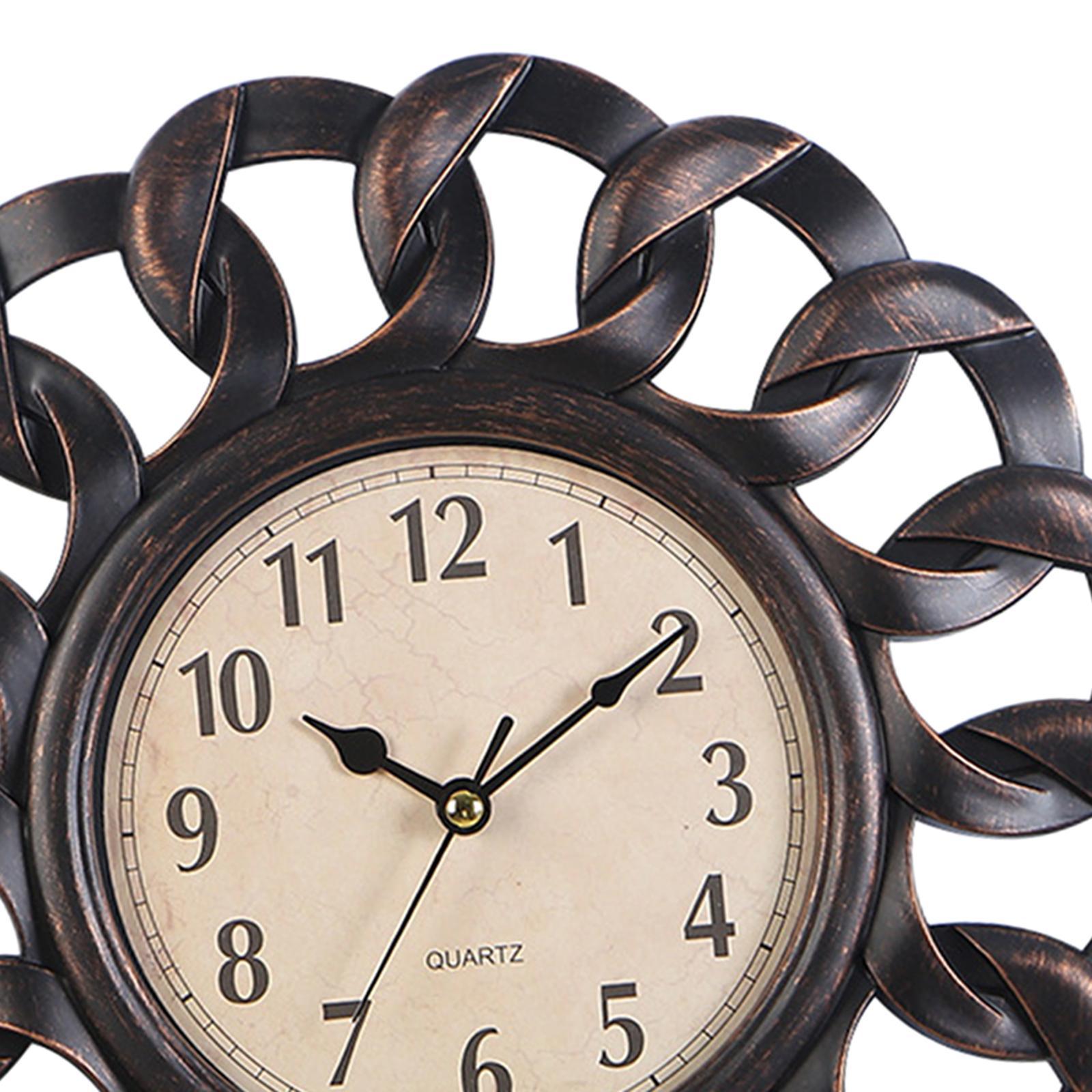 Retro Wall Clock, Round Non Ticking Hanging Clocks for Bedroom Coffee shop decorationation