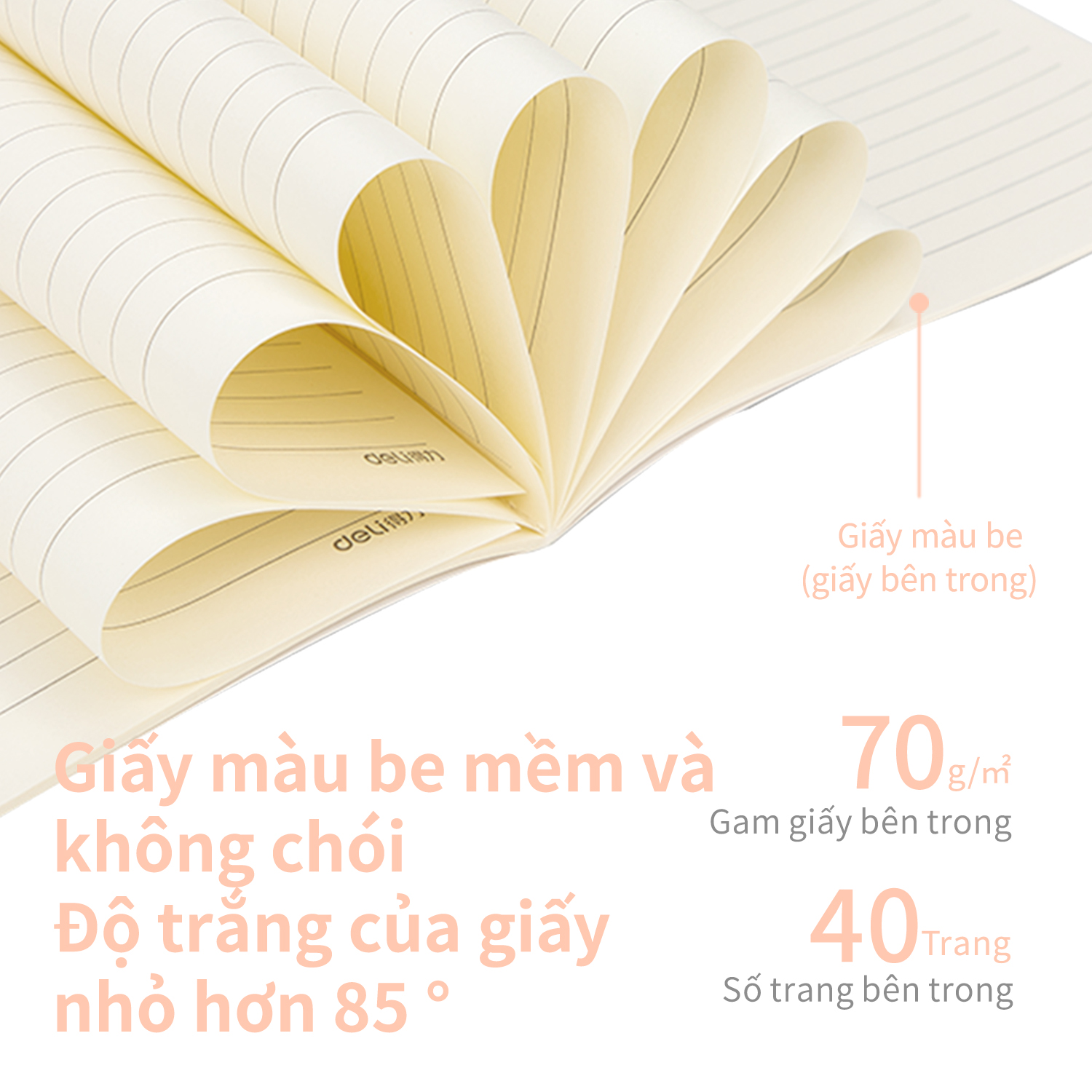 Sổ Tay Ghi Chép Khâu Gáy B5 Deli 40 Trang - 1 Quyển - FB540 - Màu Ngẫu Nhiên