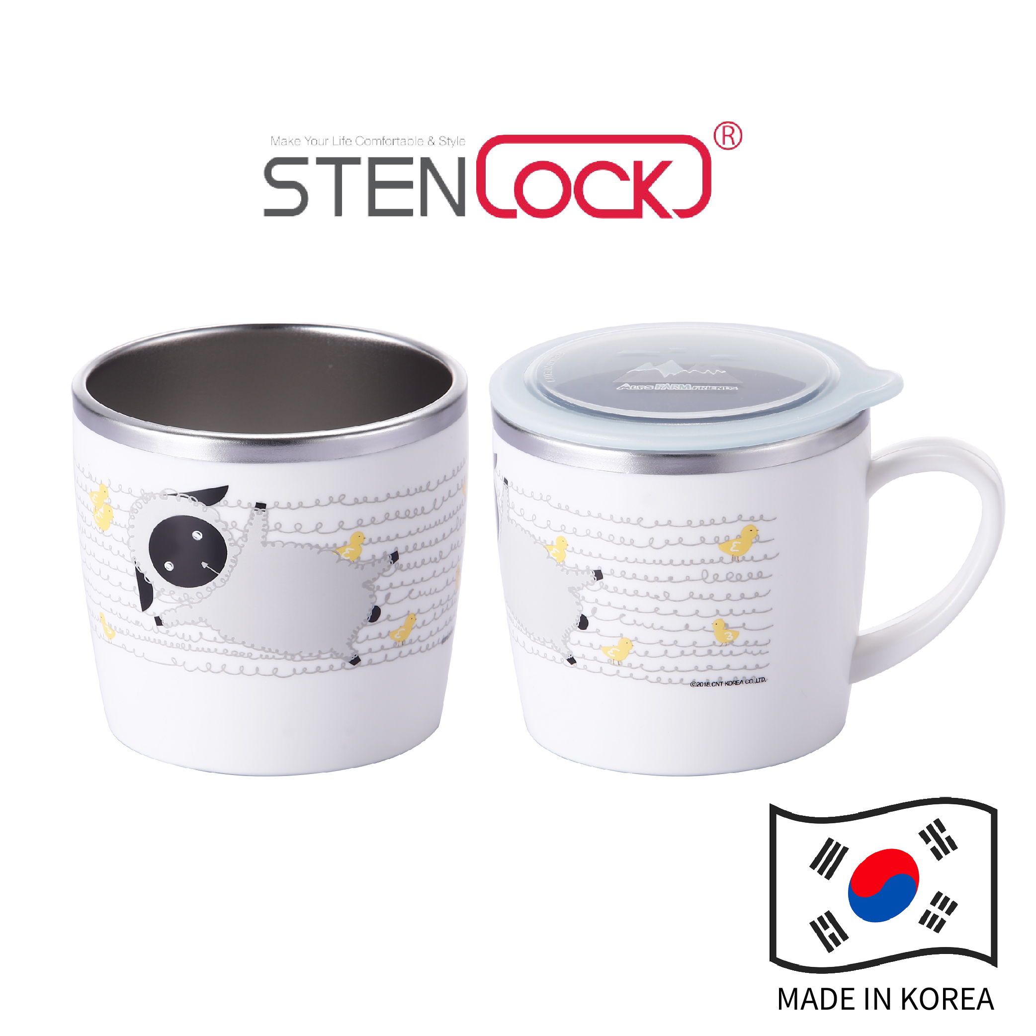 Ly uống nước có nắp đậy cho bé STENLOCK (Chính hãng Hàn Quốc)