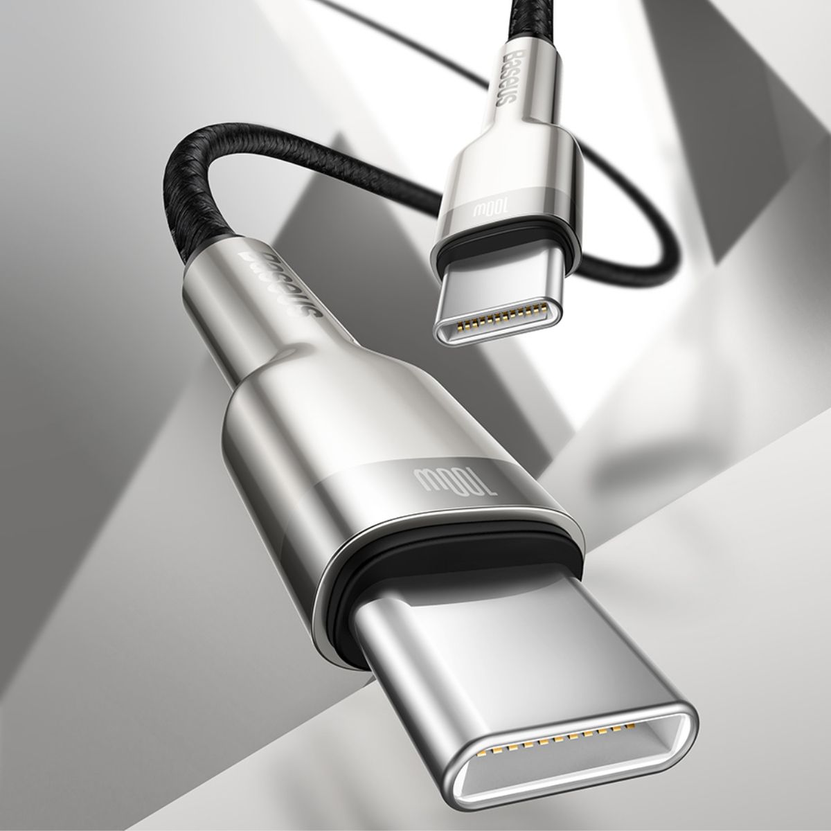 Cáp sạc nhanh Baseus Cafule Metal Series Type C to Type C 100W CATJK (Fast charge &amp; Data Cable)- Hàng chính hãng