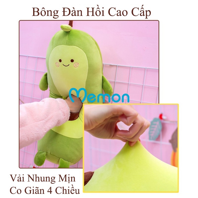 Gấu bông Quả bơ gối ôm cao cấp - Hàng chính hãng Memon - Quả bơ gối ôm nhồi bông cho bé, Chất liệu Bông gòn PP 3D tinh khiết, đàn hồi đa chiều, sản phẩm chính hãng bền đẹp, an toàn cho người sử dụng