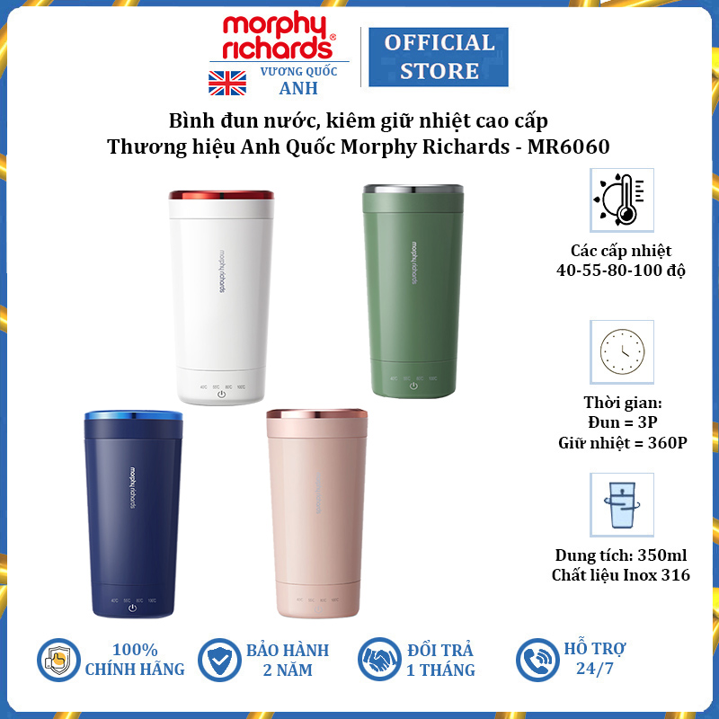 Bình đun nước kiêm giữ nhiệt cao cấp Morphy Richards MR6060 350ml - Hàng Chính Hãng