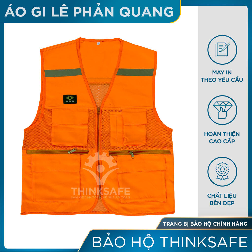 Áo gile bảo hộ Thinksafe, áo khoác lao động, áo phản quang giá rẻ, gi lê cho kỹ sư, áo lưới công nhân, vải Pangrim Hàn Quốc cao cấp bền