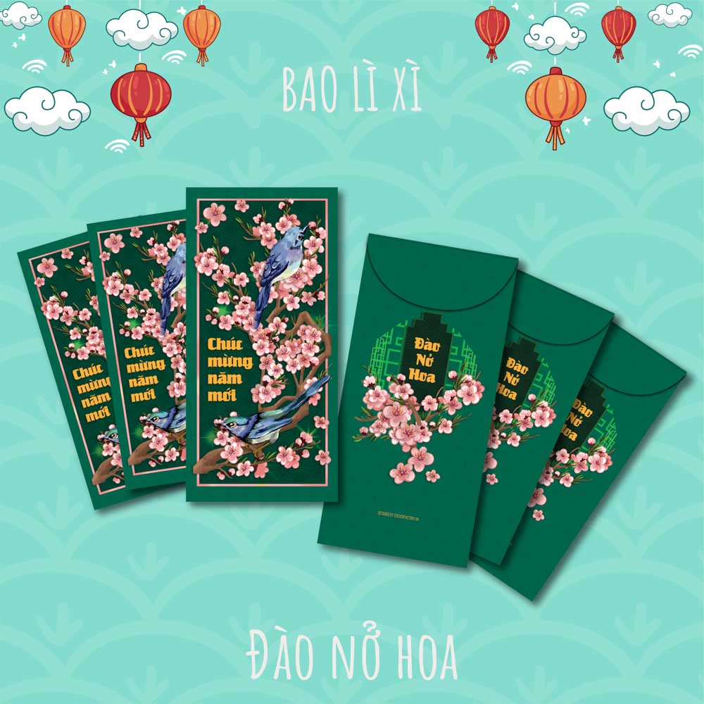 Set 6 bao lì xì - Đào Nở Hoa