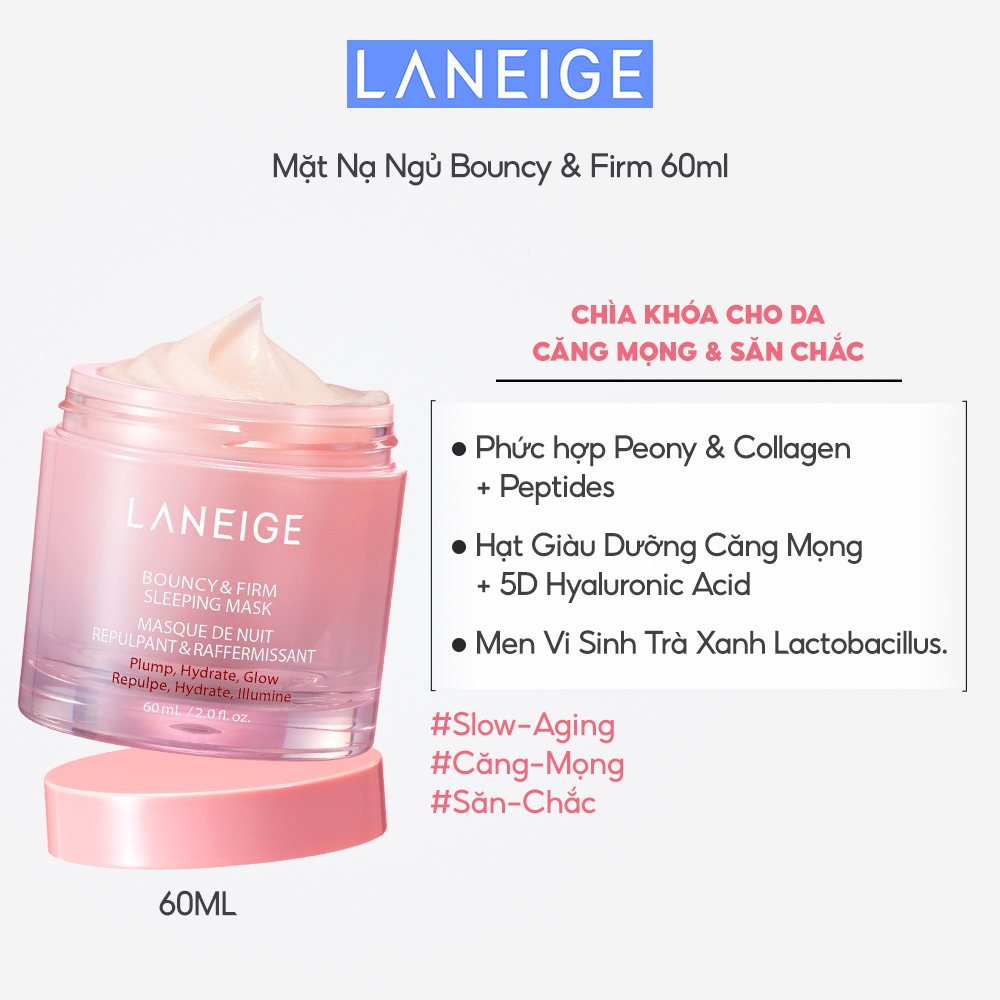 Mặt Nạ Ngủ Laneige Bouncy & Firm Sleeping Mask 60ml tăng cường collagen và làm săn chắc da