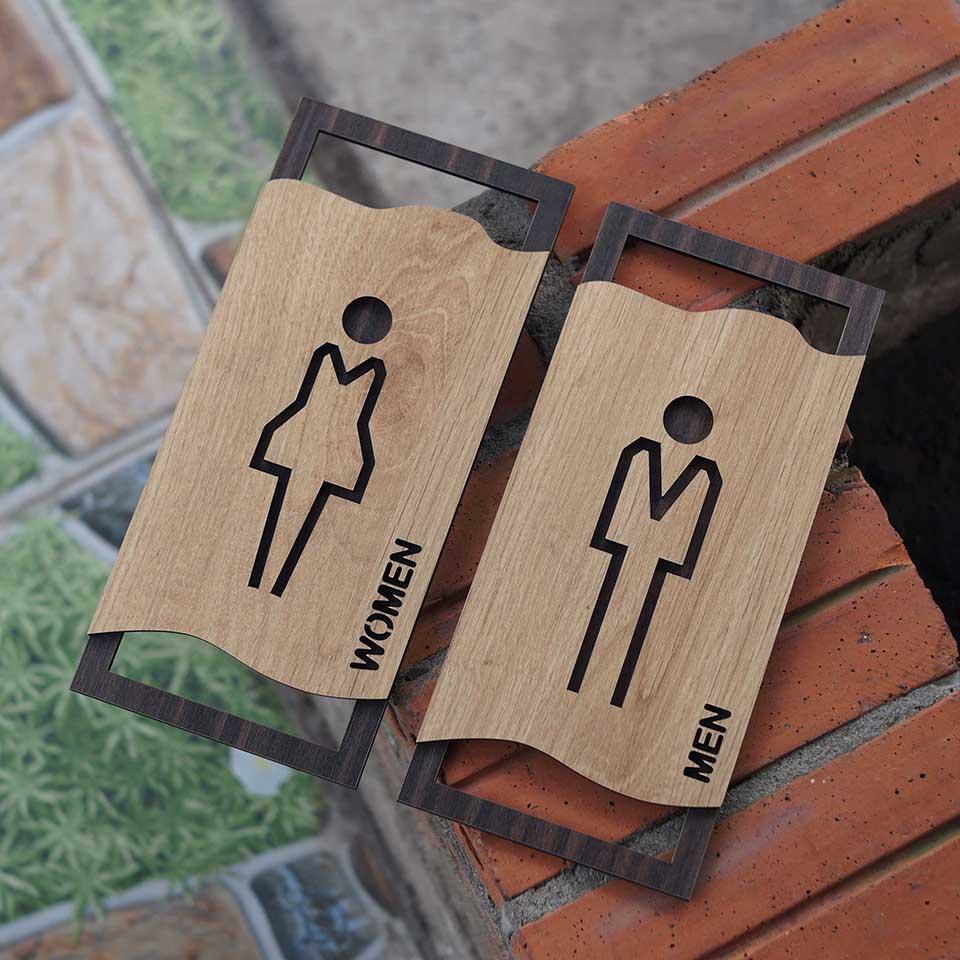 Bảng Toilet Gỗ Decor Vintage cao cấp LEVU TL24