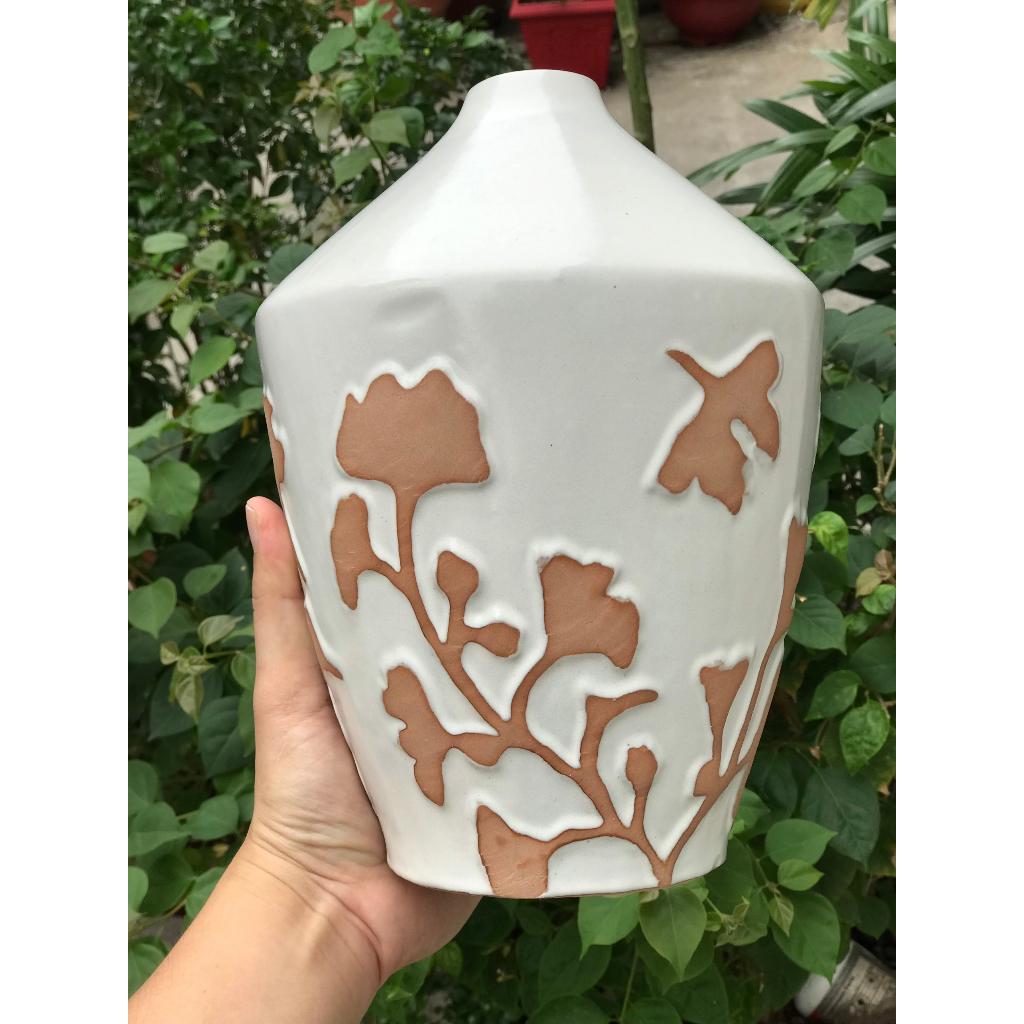 BỘ BÌNH GỐM SỨ XUẤT KHẨU TRANG TRÍ DECOR CẮM HOA XK01