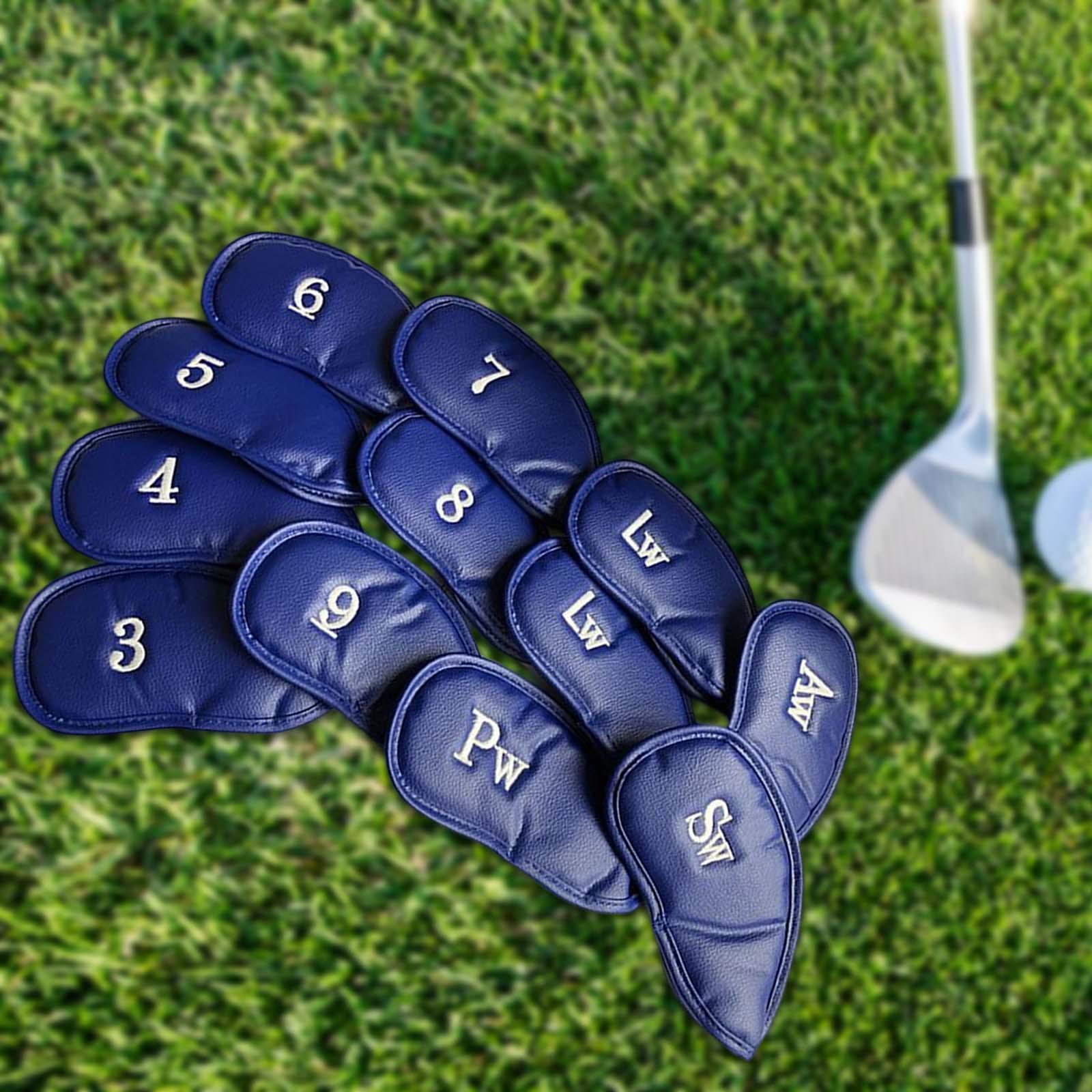 12Pcs Golf Club Head Covers PU Leather for All Brands Wedges Golf Iron Head Covers