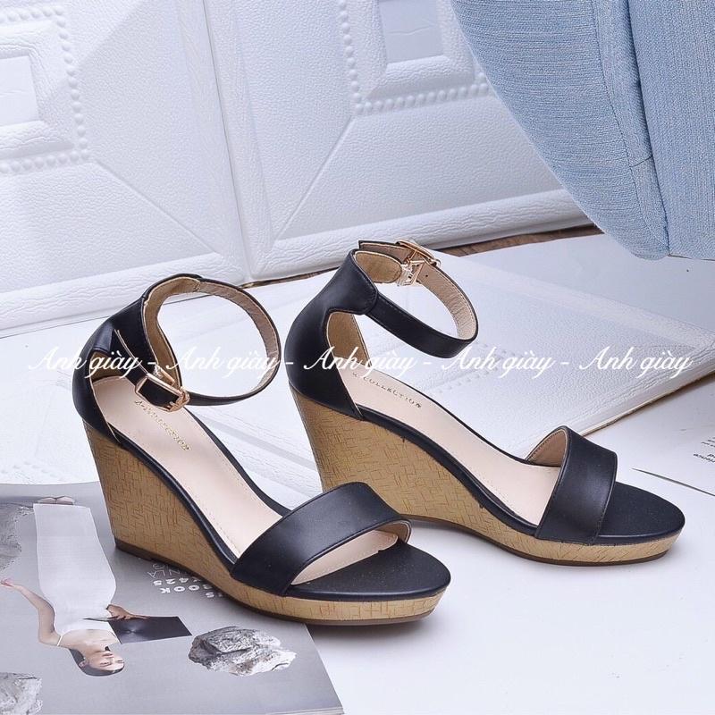 SD24 - Sandal đế xuồng quai ngang da lì bít gót 8p đế giả cói trẻ trung nữ tính hàng VNXK nhẹ êm (ảnh thật, kèm video)