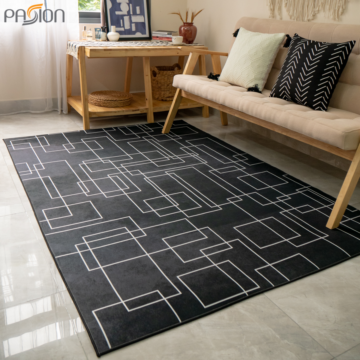 Thảm Nhung Nỉ Trải Sàn Phong Cách Scandivan Hiện Đại