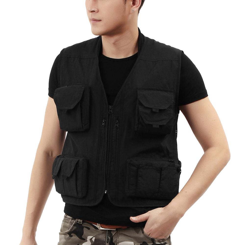 B16 Men Fishing Jacket with Detachable Back Quick Drying Multi-Pocket Work Vest Outdoor Travel Photo Cargo Vest Jacket