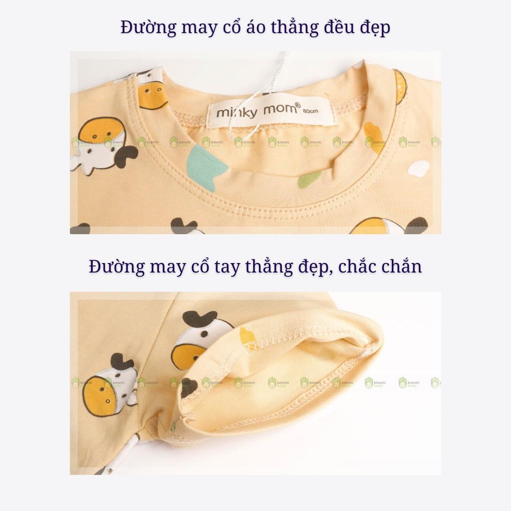 Đồ Bộ Bé Trai, Bé Gái Minky Mom Vải Cotton 100% Họa Tiết Bò Sữa In Nhỏ, Bộ Cộc Tay Cho Bé Mặc Nhà Mùa Hè MKM2126