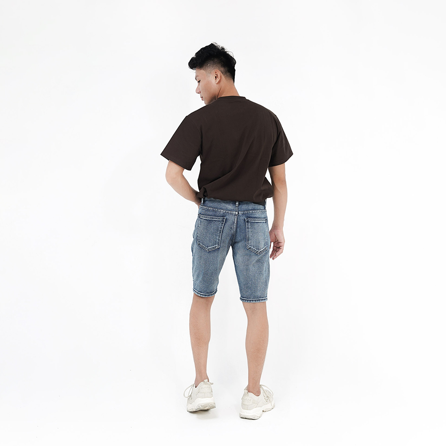 Quần Short Jeans Nam Cao Cấp HUNTER X-RAYS Form Slimfit Cotton màu Xanh Rách S42