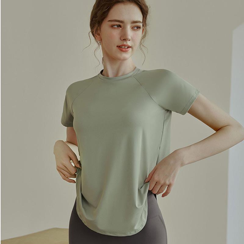 F.Dyraa Áo ngắn tay ngắn cho phụ nữ thể thao tập thể dục thông thường Color: Green Size: XL