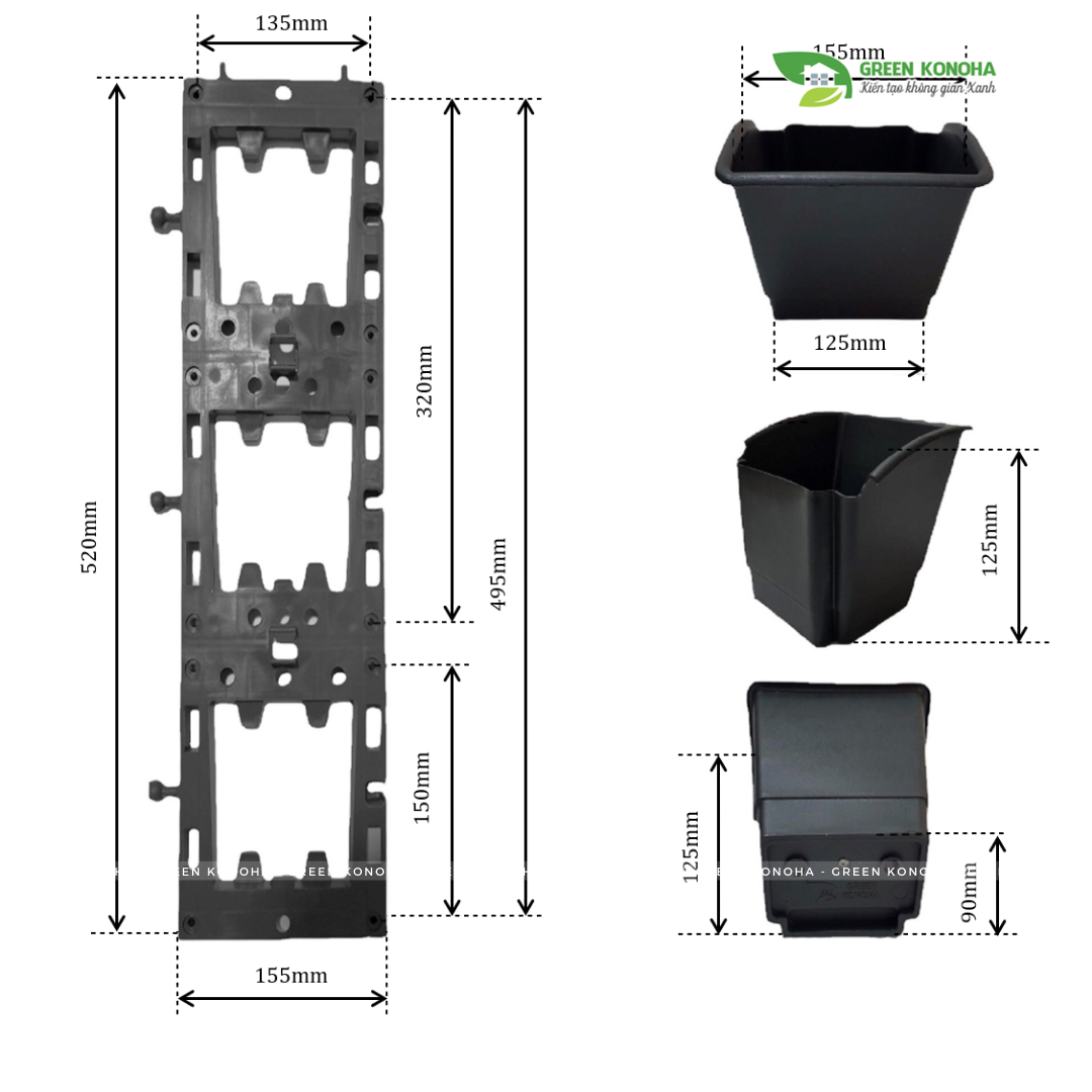 BỘ MODULE VƯỜN TƯỜNG TRỒNG HOA, TRỒNG RAU, TRỒNG CÂY GREEN KONOHA