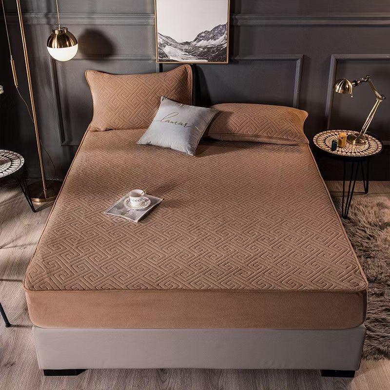 Bộ chăn ga nỉ nhung chữ vạn cao cấp