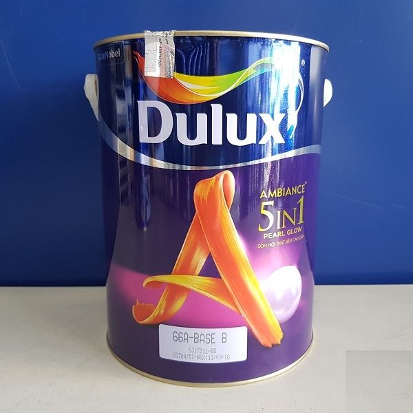 Sơn Nội Thất Cao Cấp Dulux Ambiance 5 IN 1 Bóng Mờ 66A Giúp Bề Mặt Đẹp Láng Mịn Dễ Lau Chùi Vượt Trội Che Lấp Khe Nứt Nhỏ Hoàn Hảo Ngăn Ngừa Nấm Mốc Tối Ưu (MÀU TRẮNG)