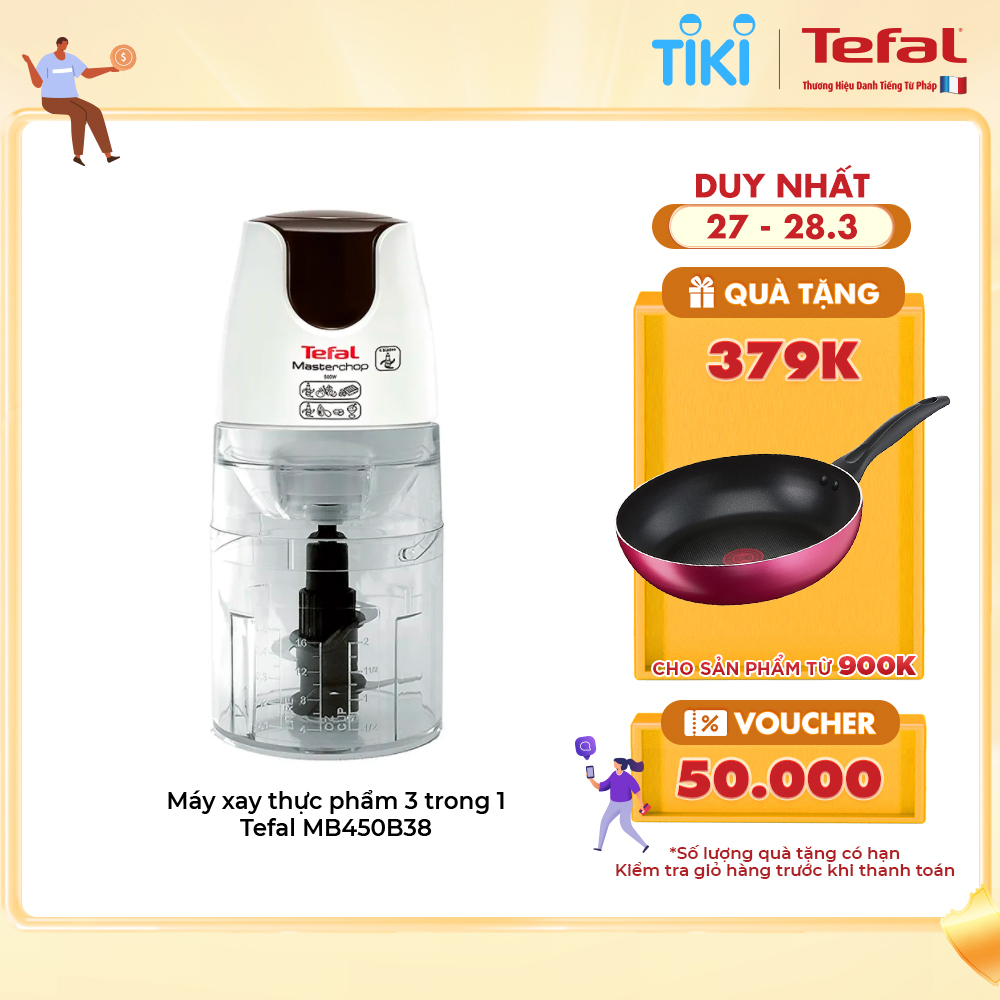 Máy xay thực phẩm  3 trong 1 Tefal MB450B38 - Hàng Chính Hãng