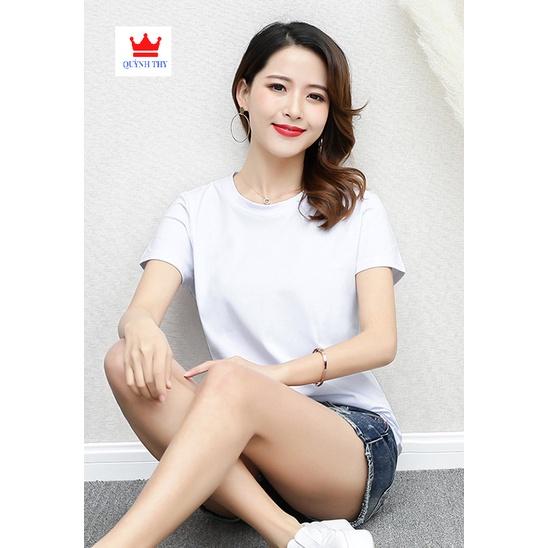 Áo Phông Nữ Basic cổ tròn tay ngắn 7 màu cotton lạnh chất đẹp dày dặn siêu co giãn chống bai xù