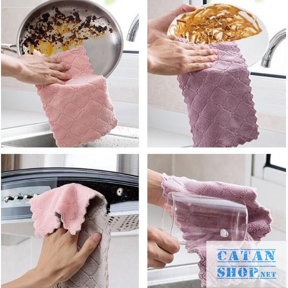 Combo 10 Chiếc Khăn Lau Chén Bát Đa Năng, Khăn lau chùi nhà bếp sạch mượt dễ giặt sạch, thấm hút cực tốt