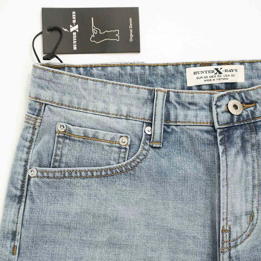 Quần Short Jeans Nam Cao Cấp HUNTER X-RAYS Form Slimfit Thun Nhẹ Màu Xanh Nhạt S40