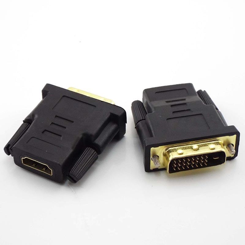 24 1 DVI Nam Sang HDMI Nữ Tương Thích Bộ Chuyển Đổi Sang DVI Adapter Hỗ Trợ 1080P Cho Máy Chiếu HDTV Bộ Chuyển Đổi Mạ Vàng L19