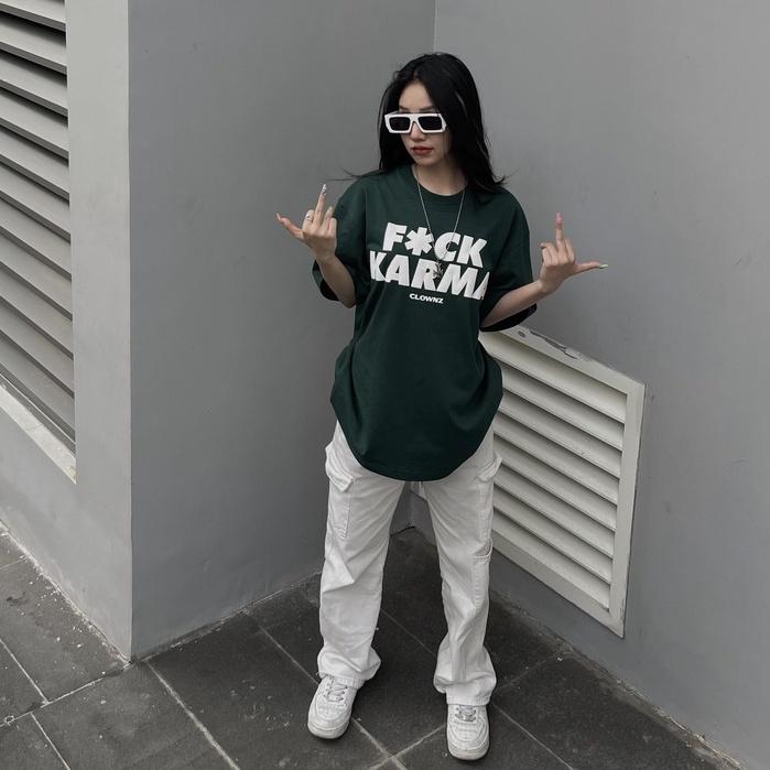 Áo phông nam nữ tay lỡ, tee thun unisex cổ tròn Big Karma form rộng nhiều màu