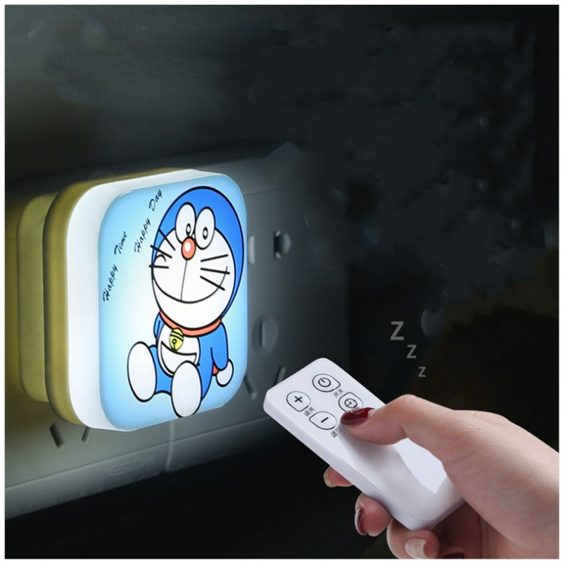 Đèn Ngủ Có Điều Khiển Từ Xa Hình Hello Kitty/Doraemon -  Cổng Sạc Di Động - Thiết Kế Đáng Yêu và Đa Năng