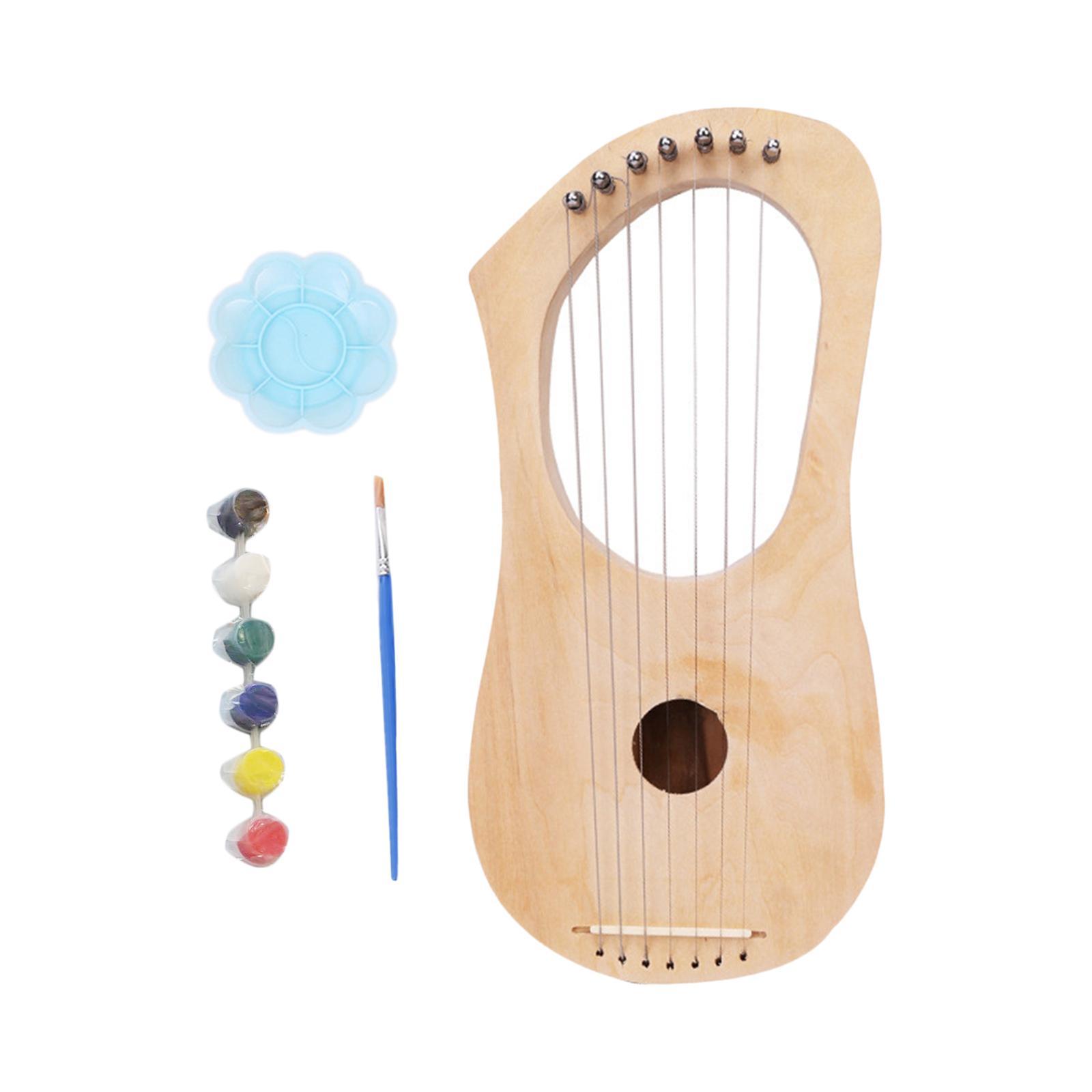 Harp Making Material Set, 7 String DIY Set, Soft Sound Interactive Beginners String Lyre, Harp Lyres, Wood String Instrument for Stage