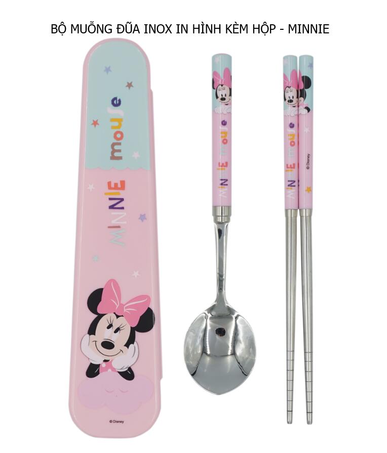 Bộ muỗng đũa inox in hình - Disney Kèm hộp đựng cho bé