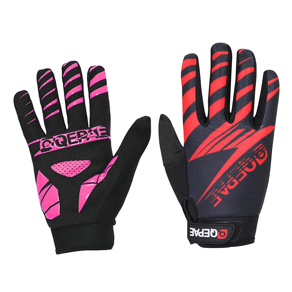 QEPAE Pair Shockproof Cycling Gloves Full Finger Gel Outdoor Sports Gloves Bike Motorcycle Hiking