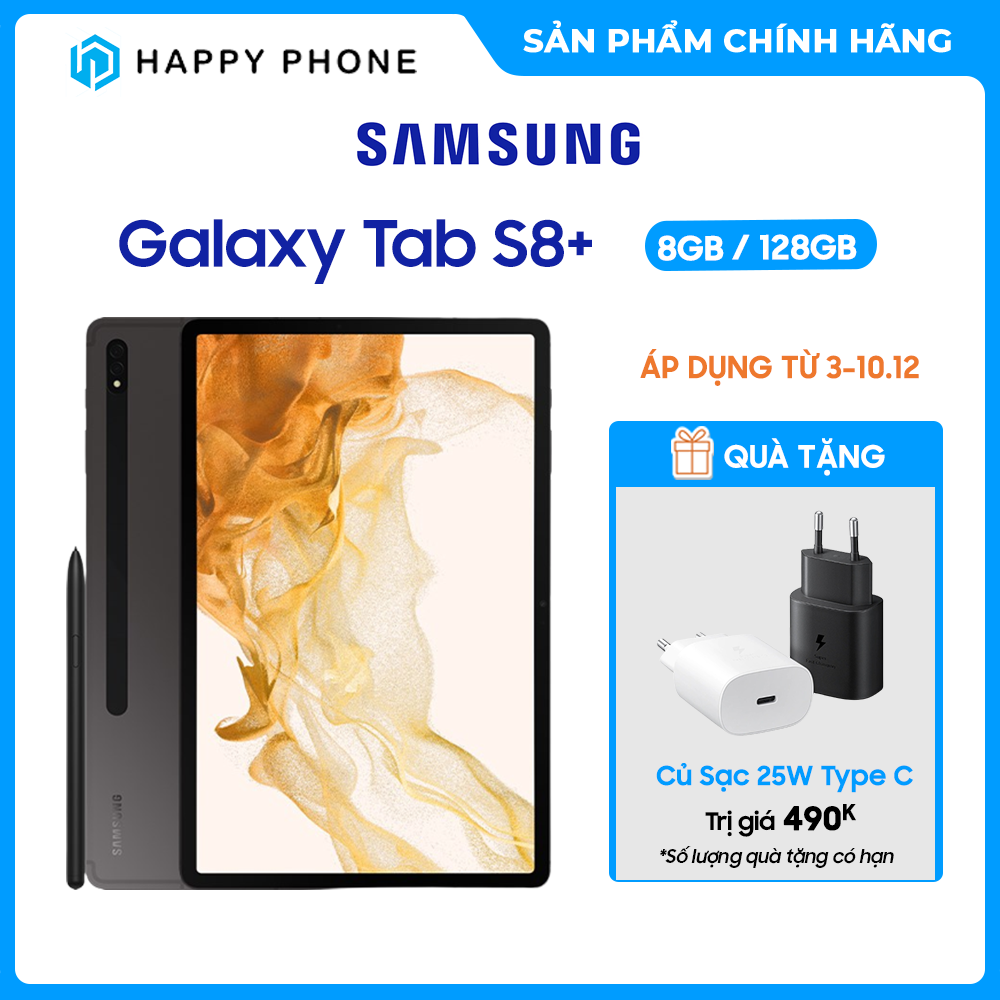 Máy tính bảng Samsung Galaxy Tab S8 Plus (8GB/128GB) - ĐÃ KÍCH HOẠT BẢO HÀNH ĐIỆN TỬ - Hàng Chính Hãng