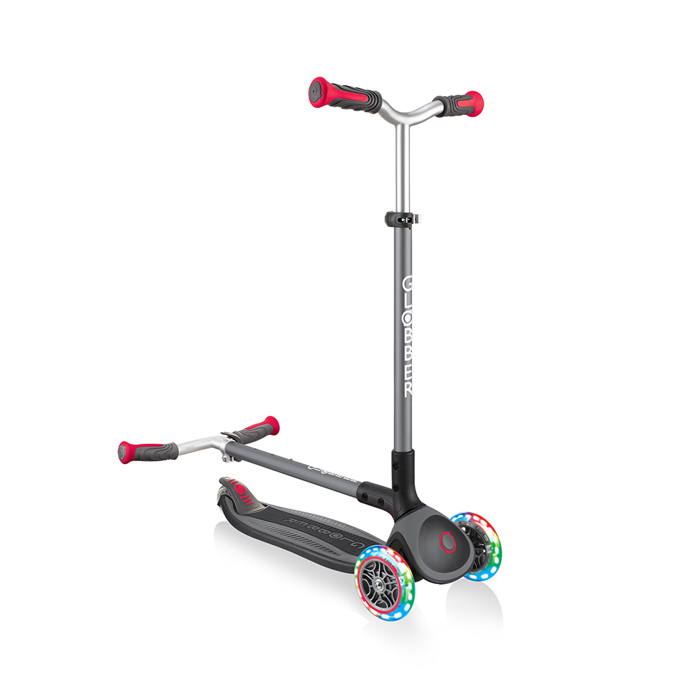 Xe Trượt Scooter 3 Bánh GLOBBER MASTER LIGHTS Cho Trẻ Em Từ 4 Đến 14 Tuổi - Đen/Đỏ