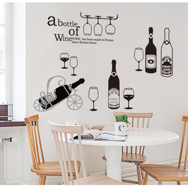 Decal dán tường (A bottle of wine) AmyShop DKN102 ( 70 x 150 cm)